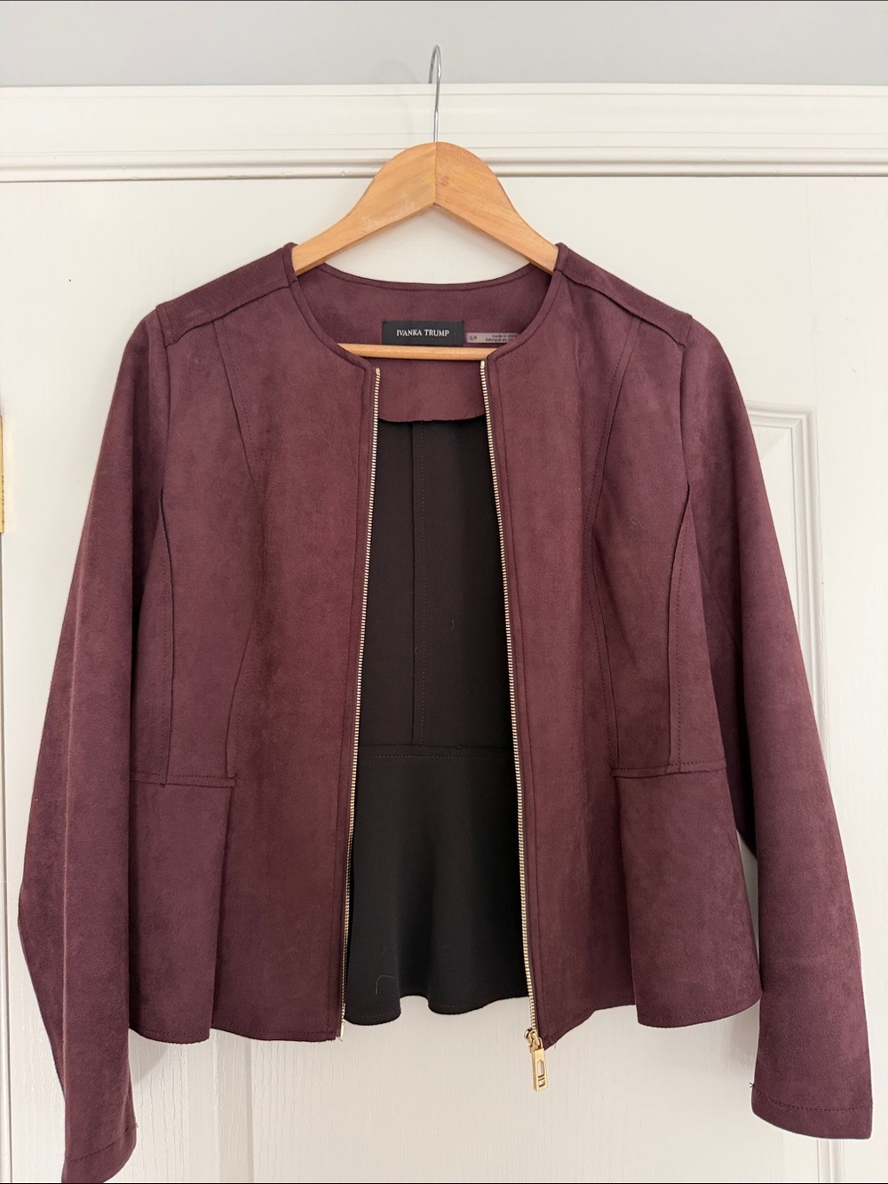 Ivanka Trump Plum Faux-Suede Zip Jacket